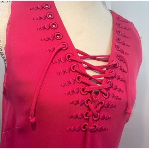 etcetera Short Sleeve V Neck  Tie Closure & Side Zip  dress Size 8 Pink - Picture 2 of 15